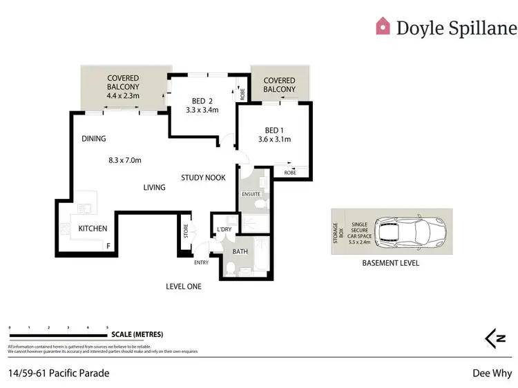 Floorplan of Homely unit listing, 14/59-61 Pacific Parade, Dee Why NSW 2099