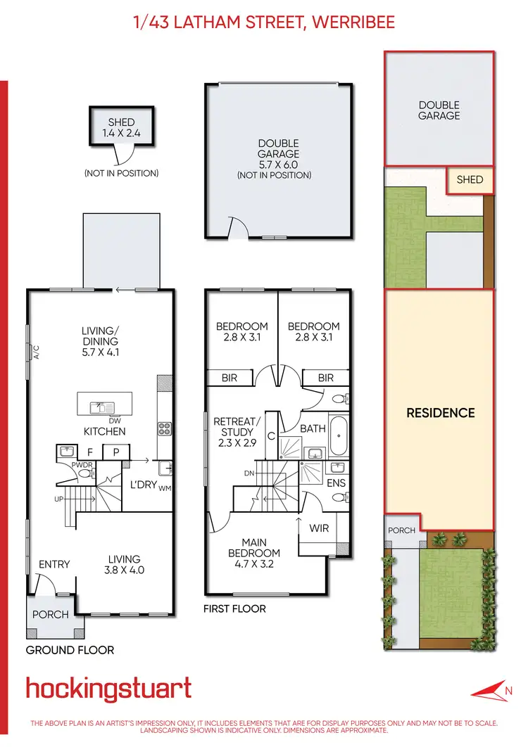Floorplan of Homely townhouse listing, 1/43 Latham Street, Werribee VIC 3030
