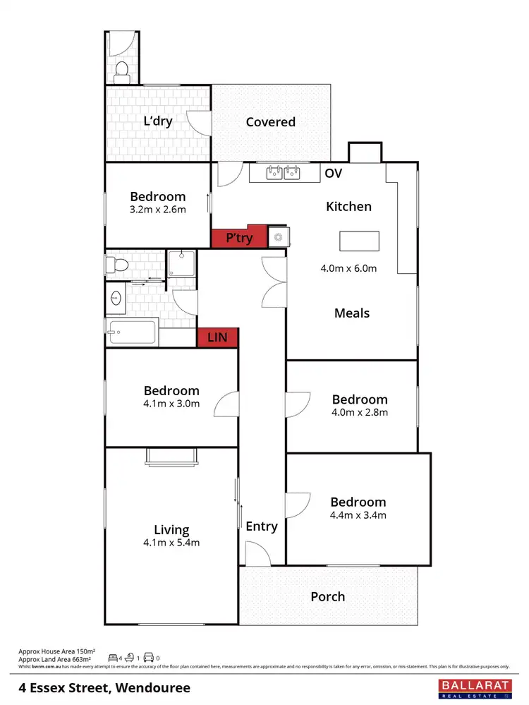 Floorplan of Homely house listing, 4 Essex Street, Wendouree VIC 3355