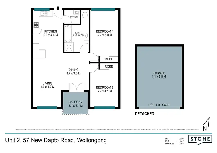 Floorplan of Homely unit listing, 2/57 New Dapto Road, Wollongong NSW 2500