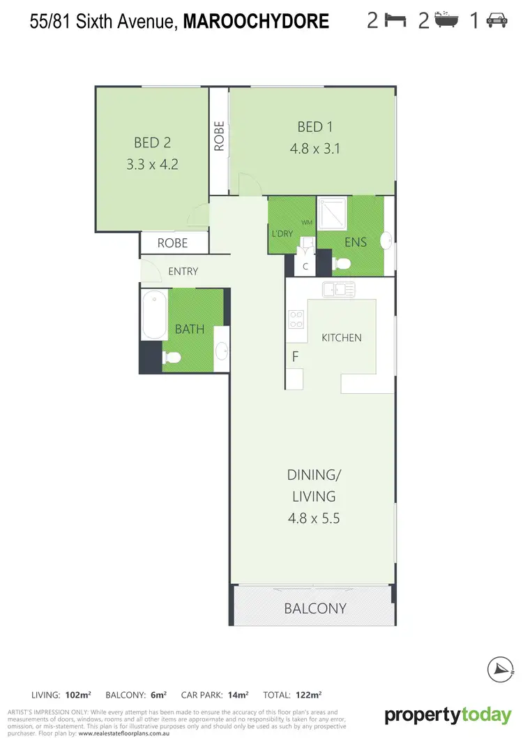 Floorplan of Homely unit listing, 55/81 Sixth Avenue, Maroochydore QLD 4558