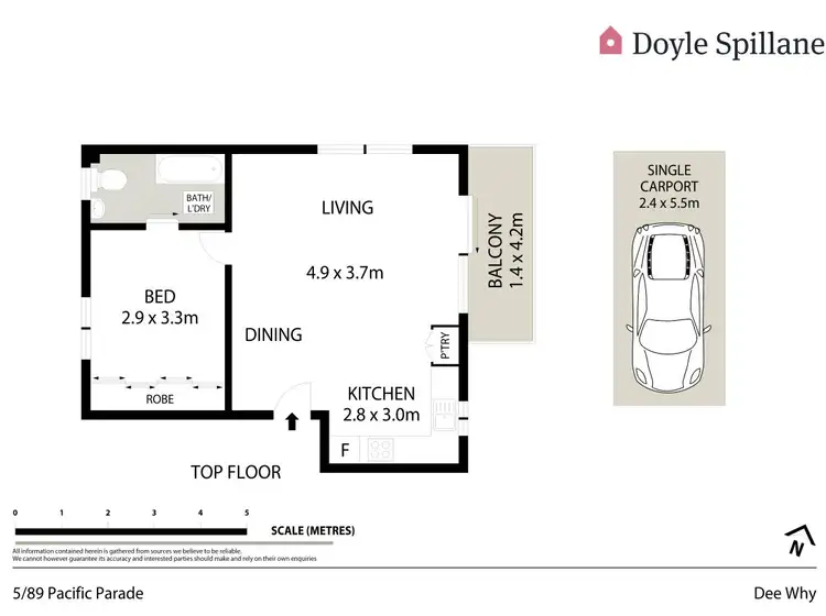 Floorplan of Homely unit listing, 5/89 Pacific Parade, Dee Why NSW 2099