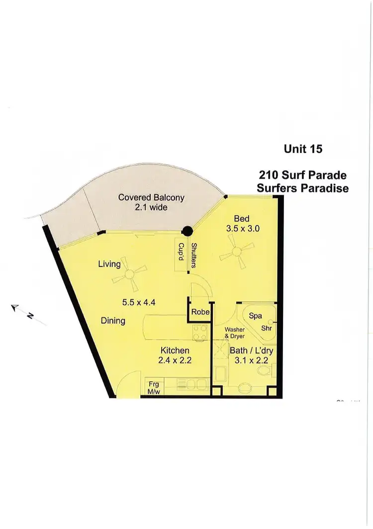 Floorplan of Homely unit listing, 15/210 Surf Parade, Surfers Paradise QLD 4217