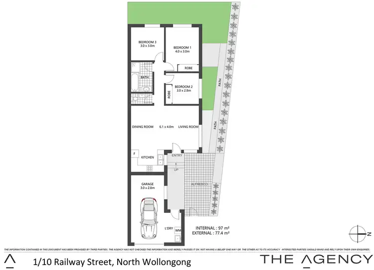 Floorplan of Homely semi-detached listing, 1/10 Railway Crescent, North Wollongong NSW 2500