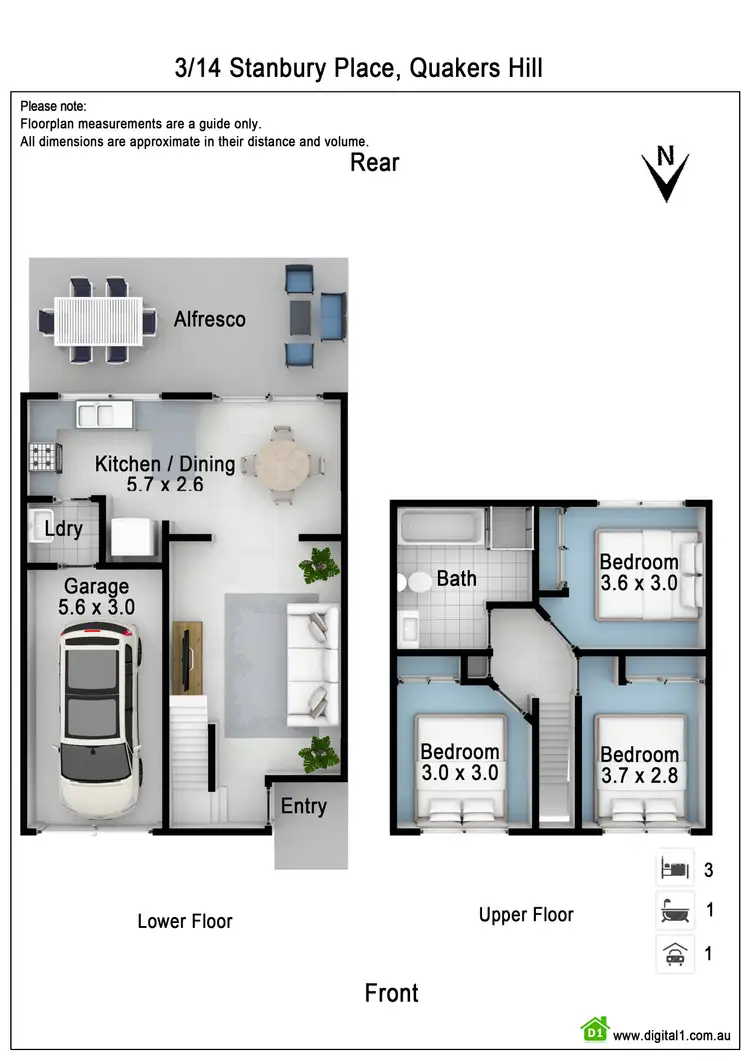 Floorplan of Homely townhouse listing, 3/14 Stanbury Place, Quakers Hill NSW 2763
