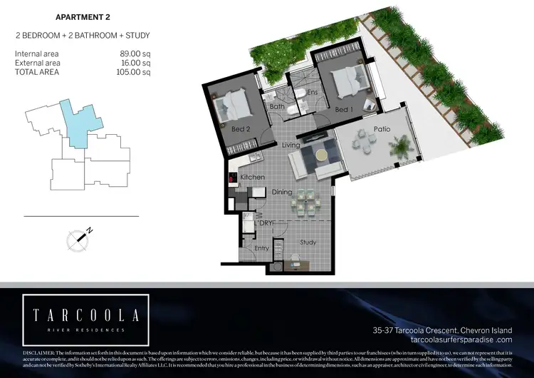 Floorplan of Homely unit listing, 2/35-37 Tarcoola Crescent, Chevron Island QLD 4217
