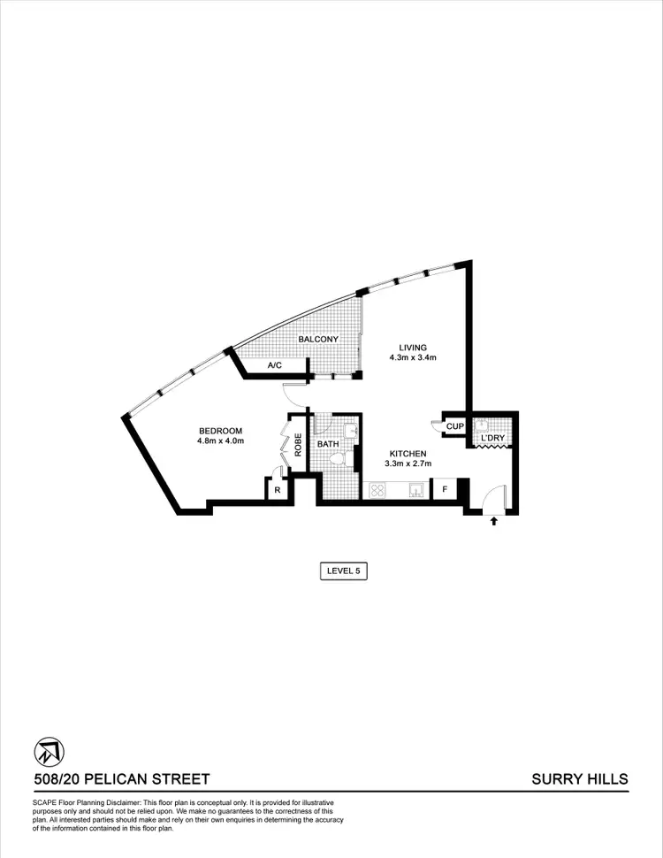 Floorplan of Homely apartment listing, 508/20 Pelican Street, Surry Hills NSW 2010