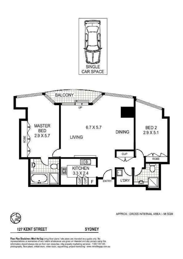 Floorplan of Homely apartment listing, 1005/127 Kent Street, Sydney NSW 2000