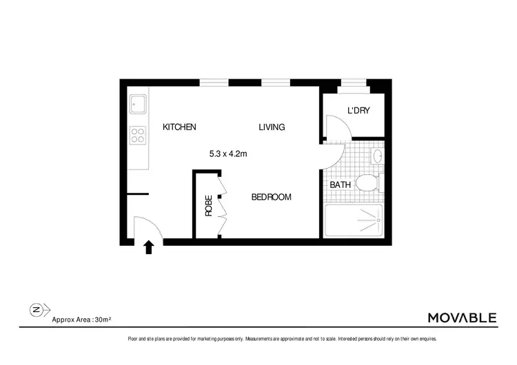 Floorplan of Homely studio listing, 112/569 Hunter Street, Newcastle West NSW 2302