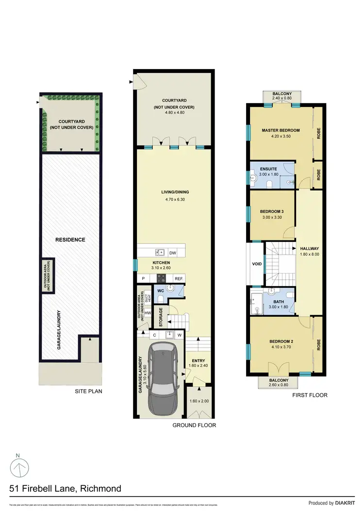 Floorplan of Homely townhouse listing, 51 Firebell Lane, Richmond VIC 3121