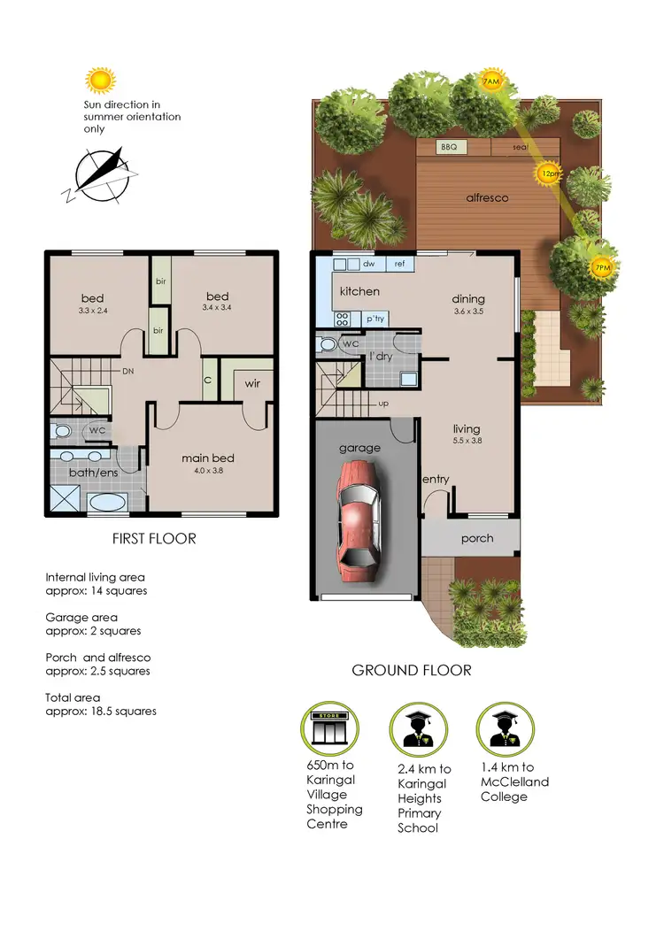 Floorplan of Homely townhouse listing, 23/95 Ashleigh Avenue, Frankston VIC 3199