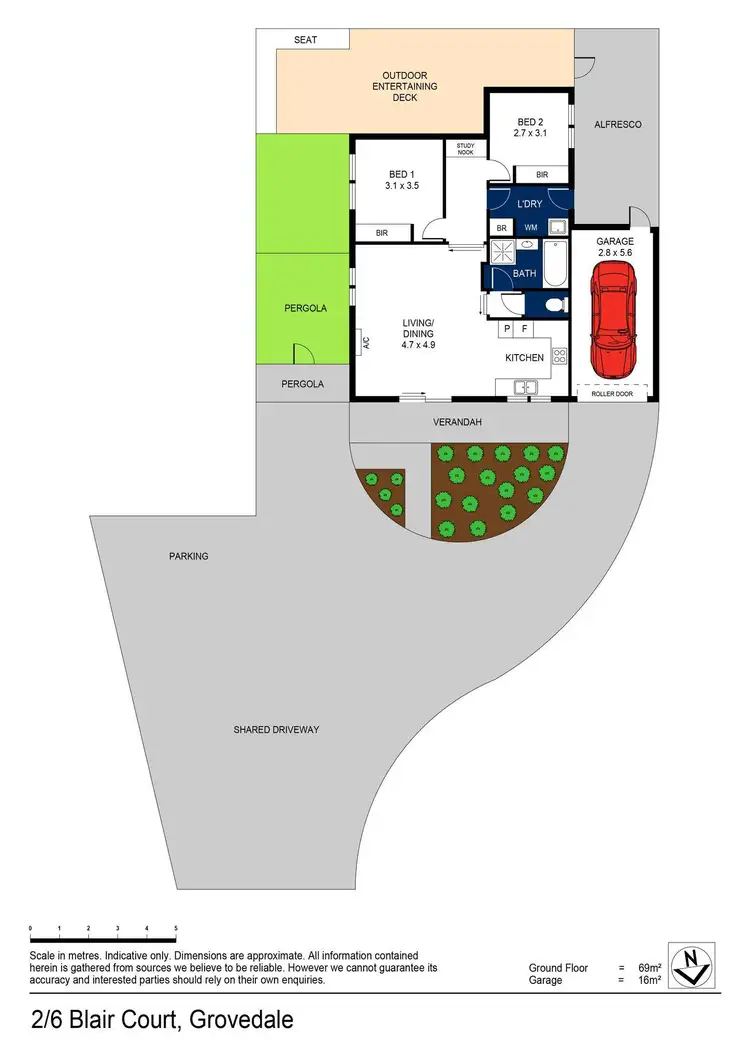 Floorplan of Homely unit listing, 2/6 Blair Court, Grovedale VIC 3216