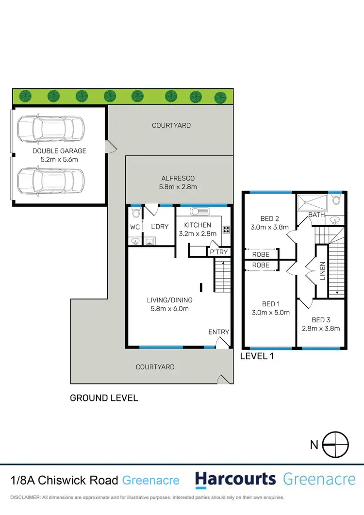 Floorplan of Homely townhouse listing, 1/8 Chiswick Road, Greenacre NSW 2190