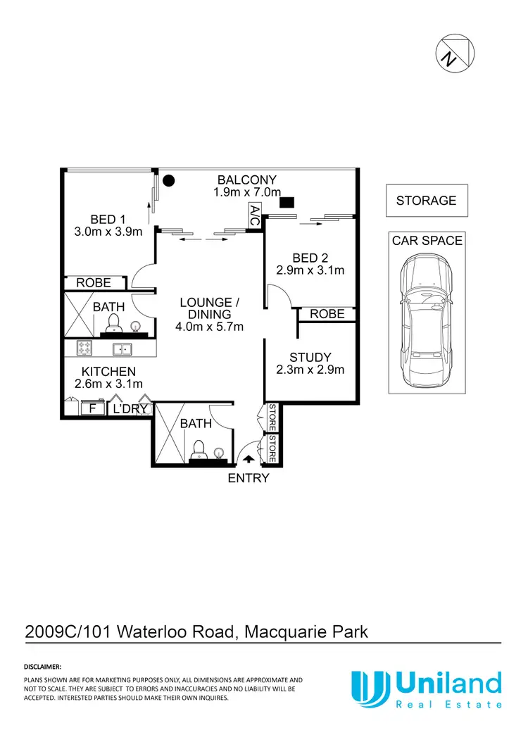 Floorplan of Homely apartment listing, 2009C/101 Waterloo Road, Macquarie Park NSW 2113