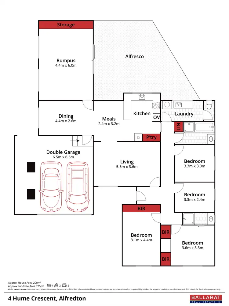 Floorplan of Homely house listing, 4 Hume Crescent, Alfredton VIC 3350