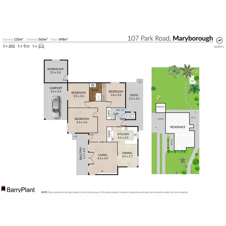 Floorplan of Homely house listing, 107 Park Road, Maryborough VIC 3465