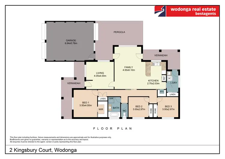 Floorplan of Homely house listing, 2 Kingsbury Court, Wodonga VIC 3690