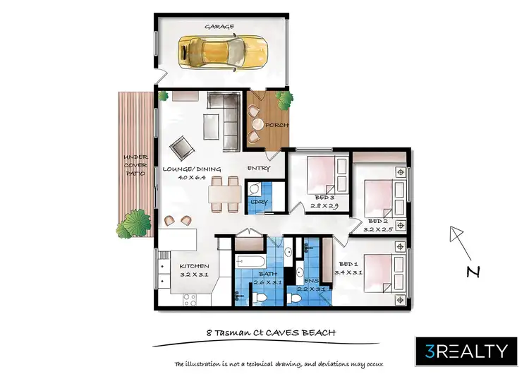 Floorplan of Homely villa listing, 8 Tasman Court, Caves Beach NSW 2281