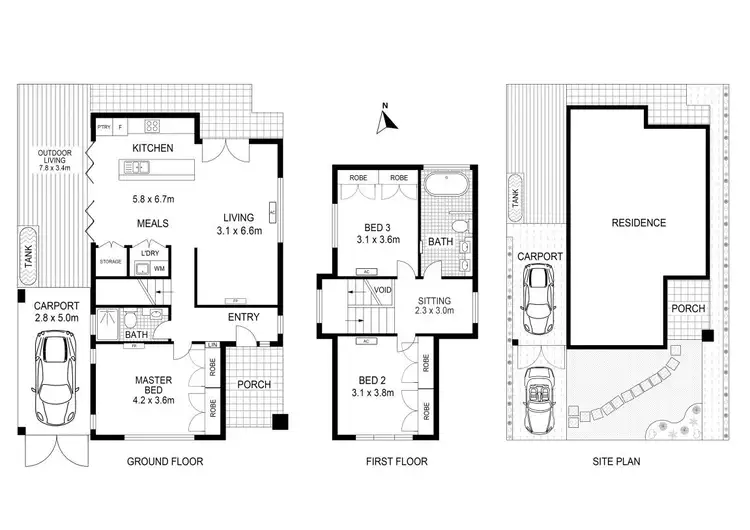 Floorplan of Homely townhouse listing, 1/68 Beauchamp Street, Preston VIC 3072