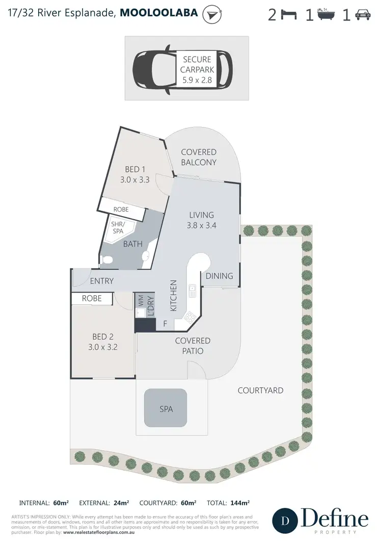 Floorplan of Homely unit listing, 17/32 River Esplanade, Mooloolaba QLD 4557