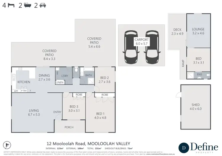 Floorplan of Homely house listing, 12 Mooloolah Road, Mooloolah Valley QLD 4553