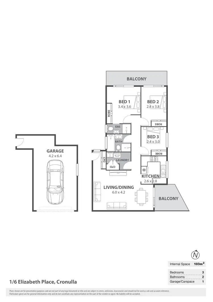 Floorplan of Homely apartment listing, 1/6 Elizabeth Place, Cronulla NSW 2230