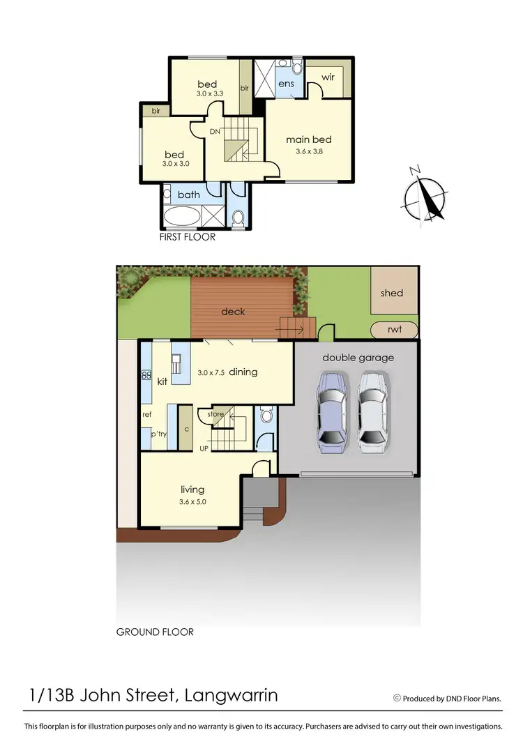 Floorplan of Homely townhouse listing, 1/13B John Street, Langwarrin VIC 3910