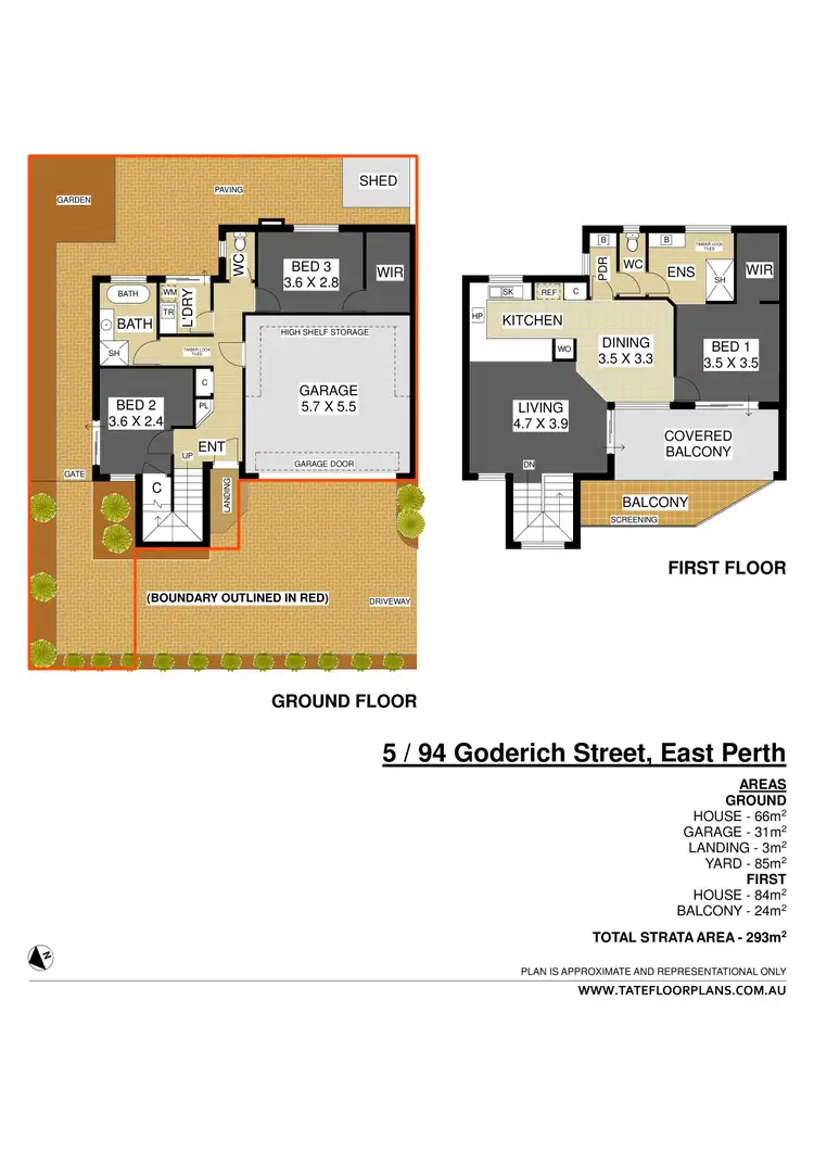 Floorplan of Homely townhouse listing, 5/94 Goderich Street, East Perth WA 6004