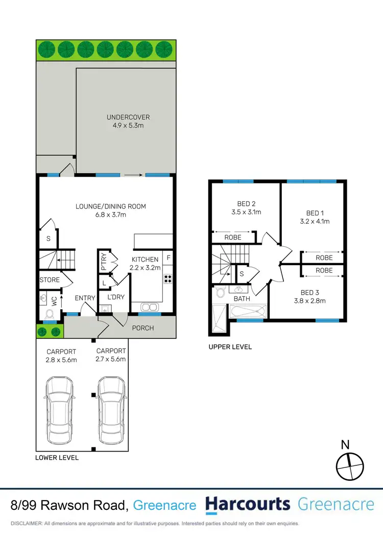 Floorplan of Homely townhouse listing, 8/99 Rawson Road, Greenacre NSW 2190