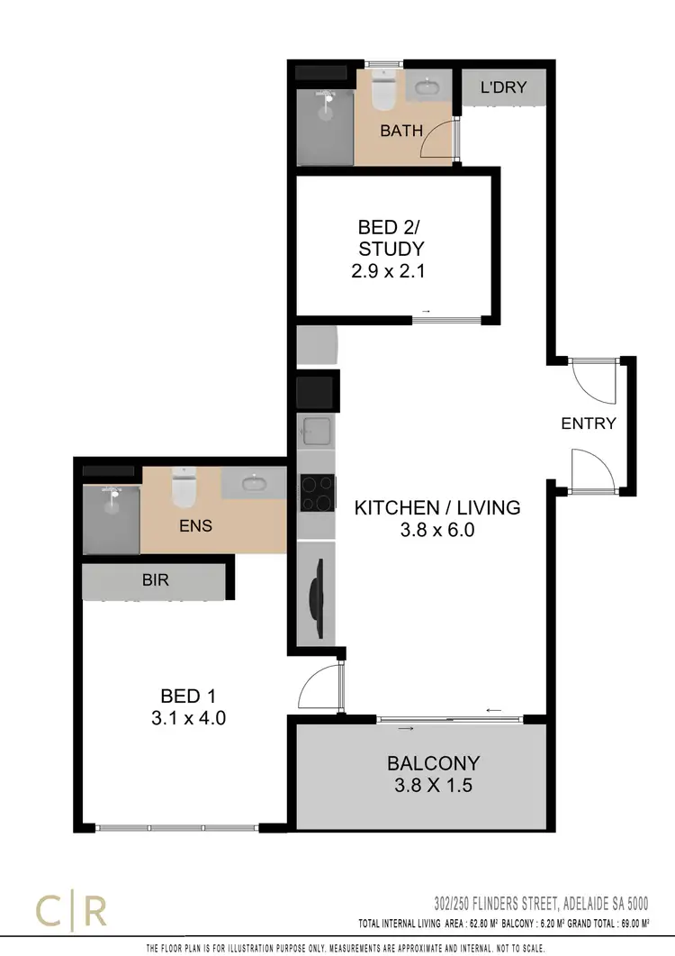 Floorplan of Homely apartment listing, 302/250 Flinders Street, Adelaide SA 5000