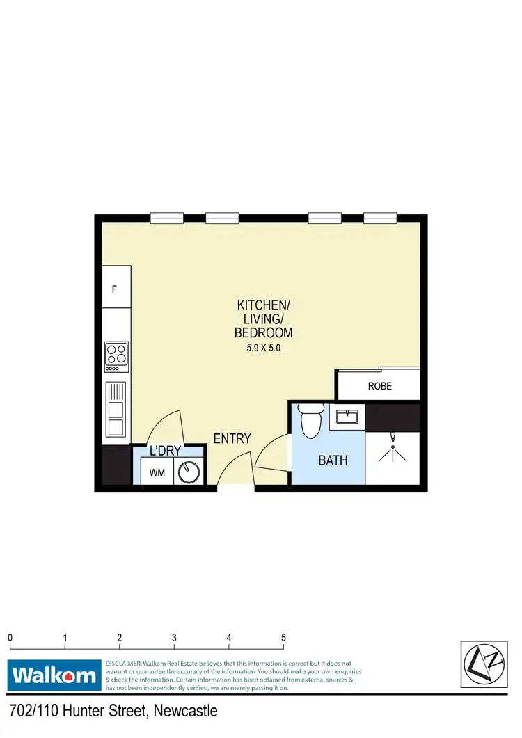 Floorplan of Homely apartment listing, 702/110 Hunter Street, Newcastle NSW 2300