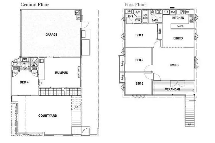 Floorplan of Homely townhouse listing, 20B Oxford Street, Hamilton QLD 4007