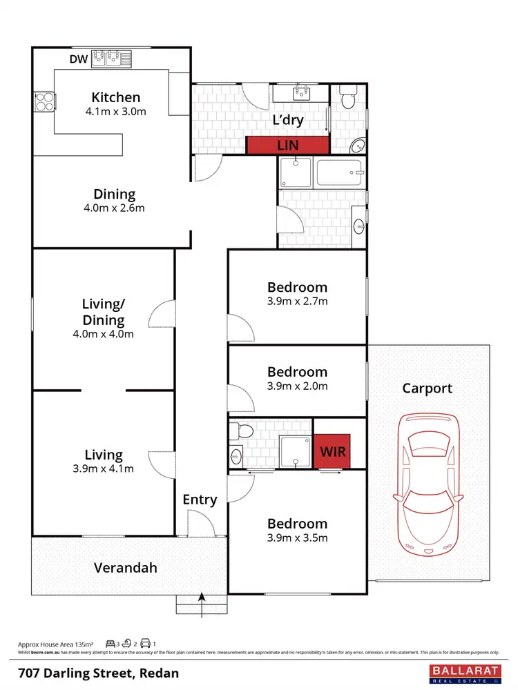 Floorplan of Homely house listing, 707 Darling Street, Redan VIC 3350