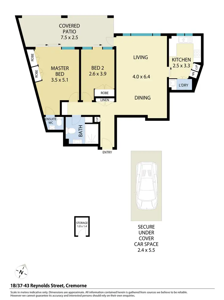 Floorplan of Homely apartment listing, 1B/37-43 Reynolds Street, Cremorne NSW 2090
