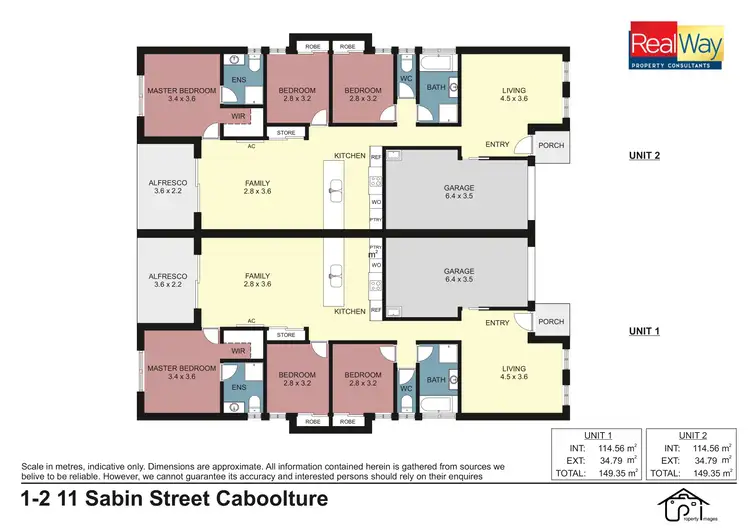 Floorplan of Homely semi-detached listing, 1 and 2/11 Sabin Street, Caboolture QLD 4510