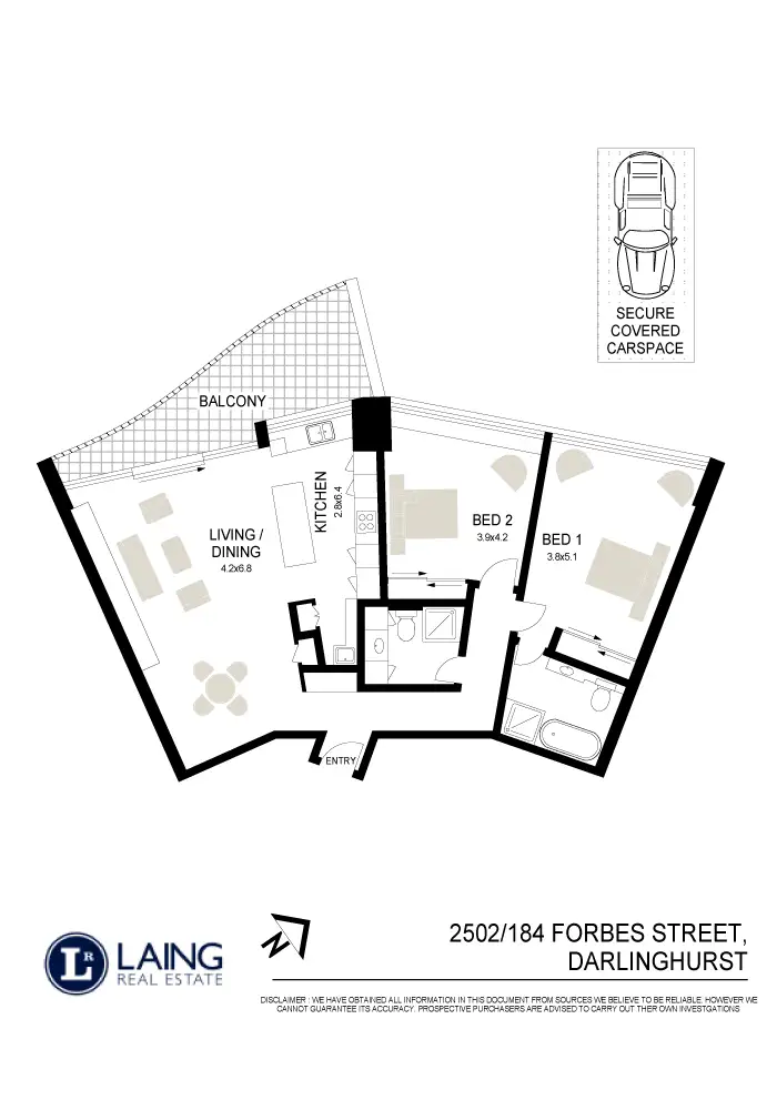 Floorplan of Homely apartment listing, Level 25/2502/184 Forbes Street, Darlinghurst NSW 2010