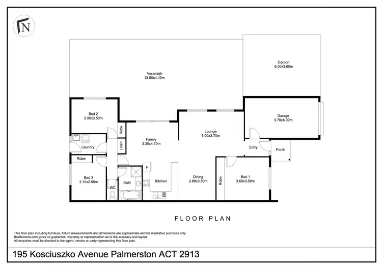 Floorplan of Homely house listing, 195 Kosciuszko Avenue, Palmerston ACT 2913