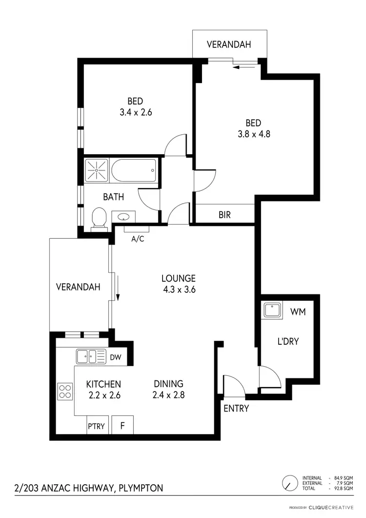 Floorplan of Homely unit listing, 2/203 Anzac Highway, Plympton SA 5038