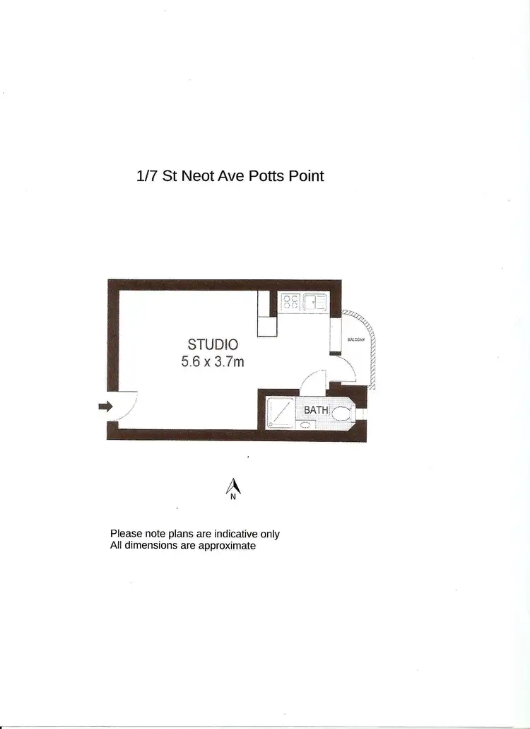 Floorplan of Homely studio listing, 1/7 St Neot Avenue, Potts Point NSW 2011