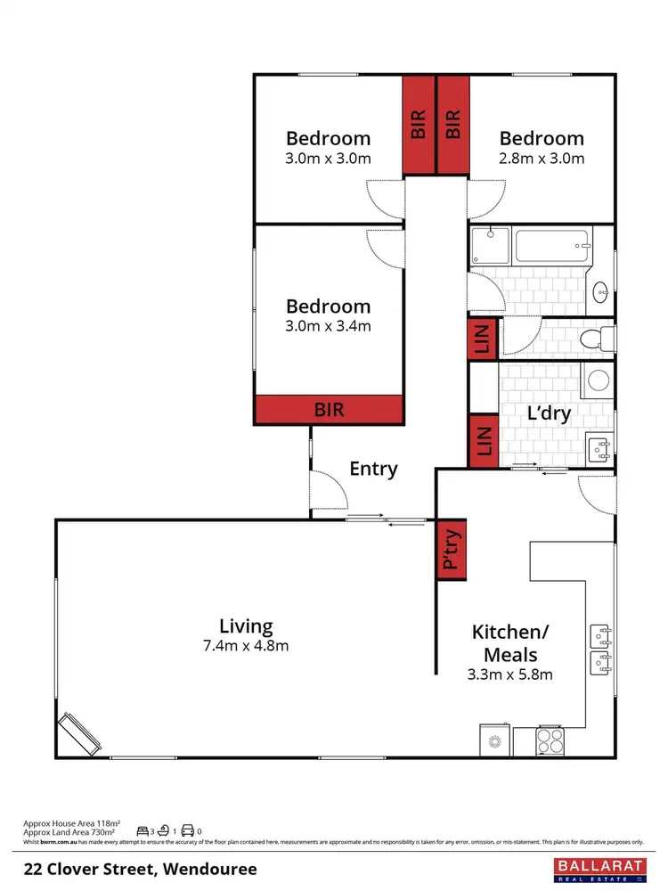 Floorplan of Homely house listing, 22 Clover Street, Wendouree VIC 3355