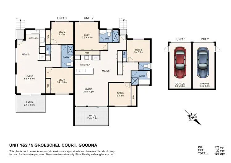 Floorplan of Homely semi-detached listing, 1 & 2/5 Groeschel Court, Goodna QLD 4300