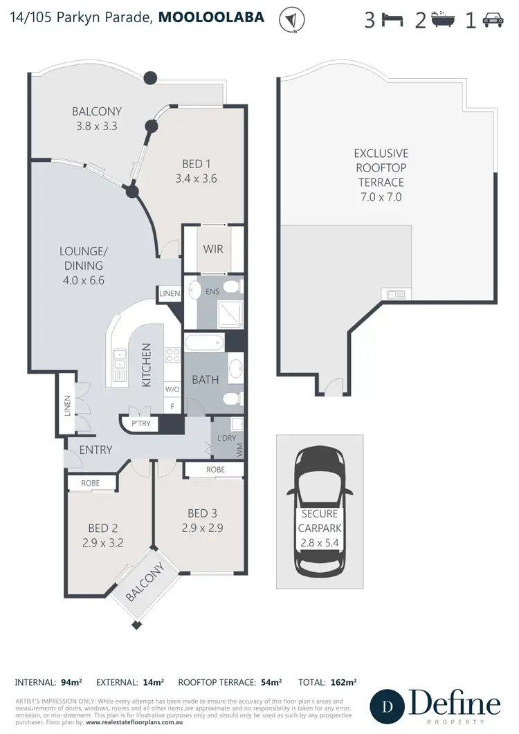 Floorplan of Homely apartment listing, 14/101-105 Parkyn Parade, Mooloolaba QLD 4557