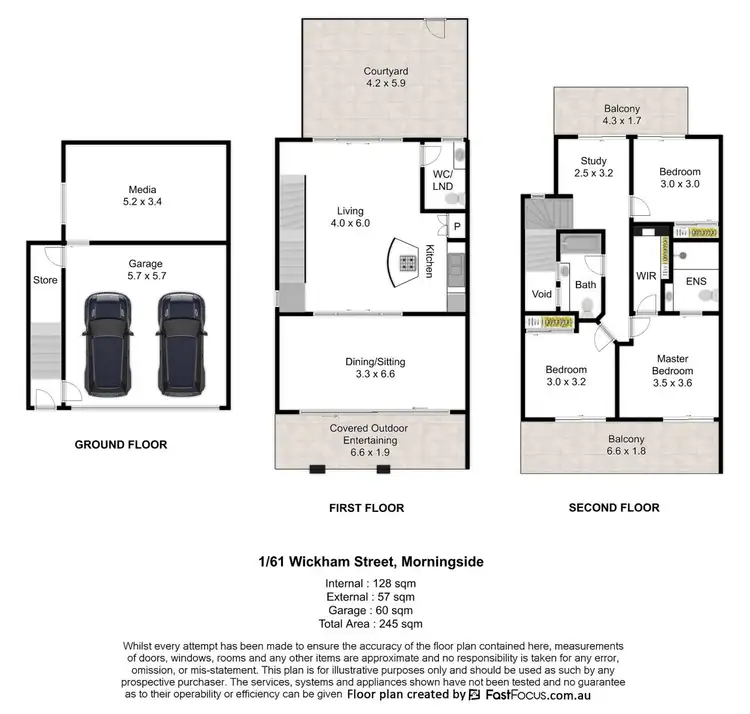 Floorplan of Homely townhouse listing, 1/61 Wickham Street, Morningside QLD 4170