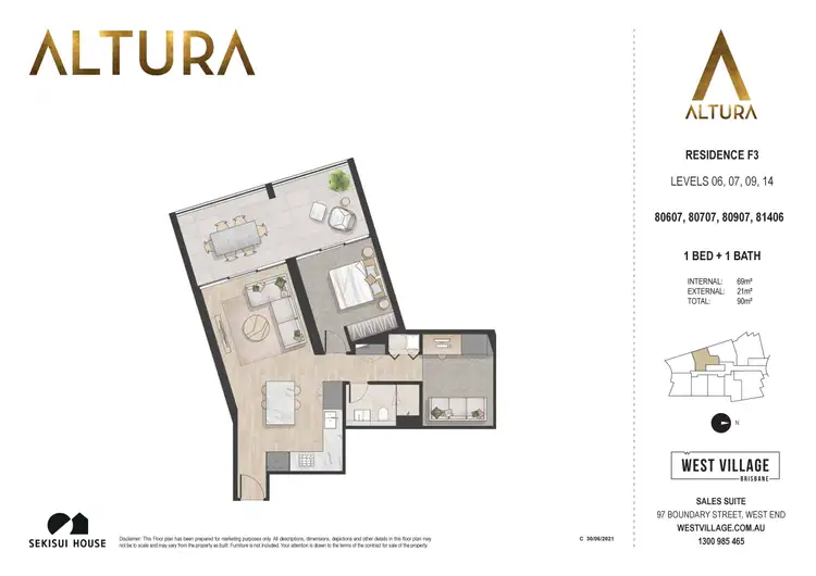 Floorplan of Homely unit listing, 80607/21 Mollison Street, West End QLD 4101