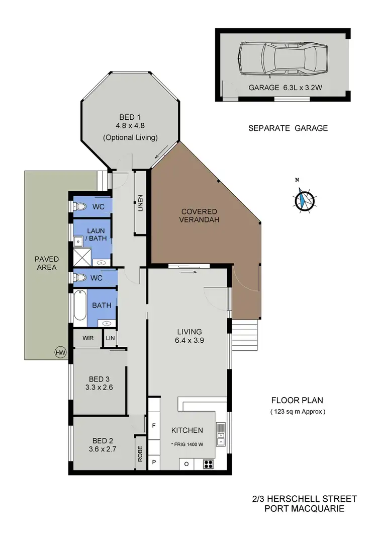 Floorplan of Homely villa listing, 2/3 Herschell Street, Port Macquarie NSW 2444