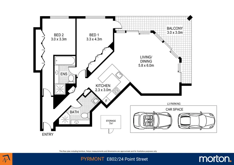 Floorplan of Homely apartment listing, E802/24-26 Point Street, Pyrmont NSW 2009