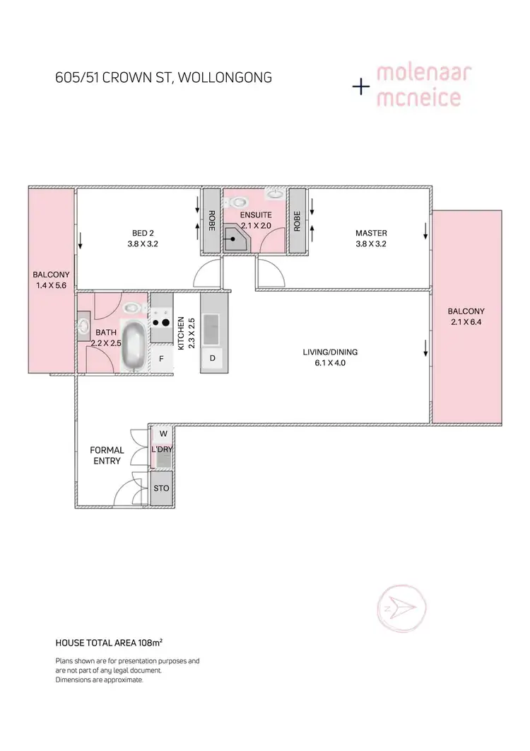 Floorplan of Homely apartment listing, 605/51 Crown Street, Wollongong NSW 2500