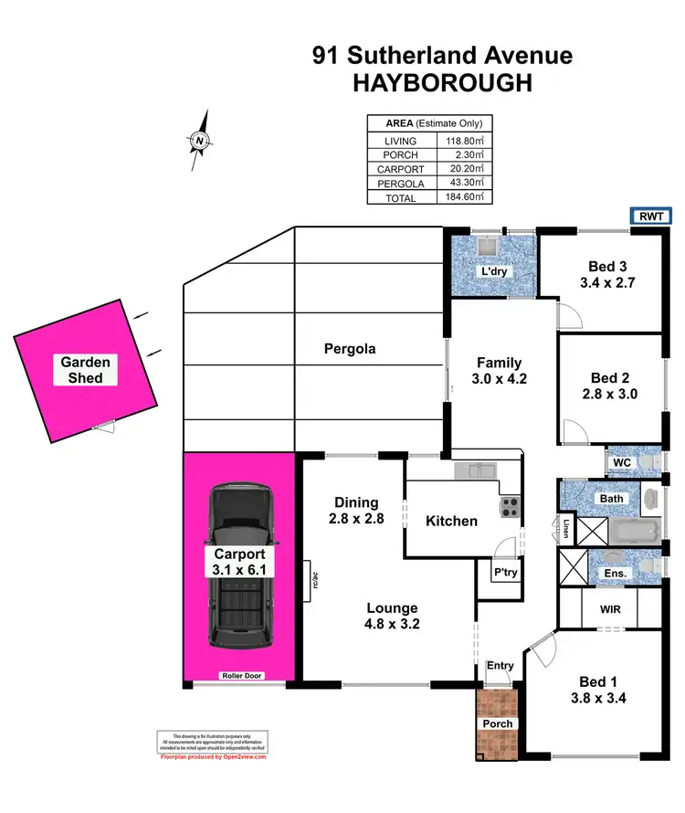 Floorplan of Homely house listing, 91 Sutherland Avenue, Hayborough SA 5211