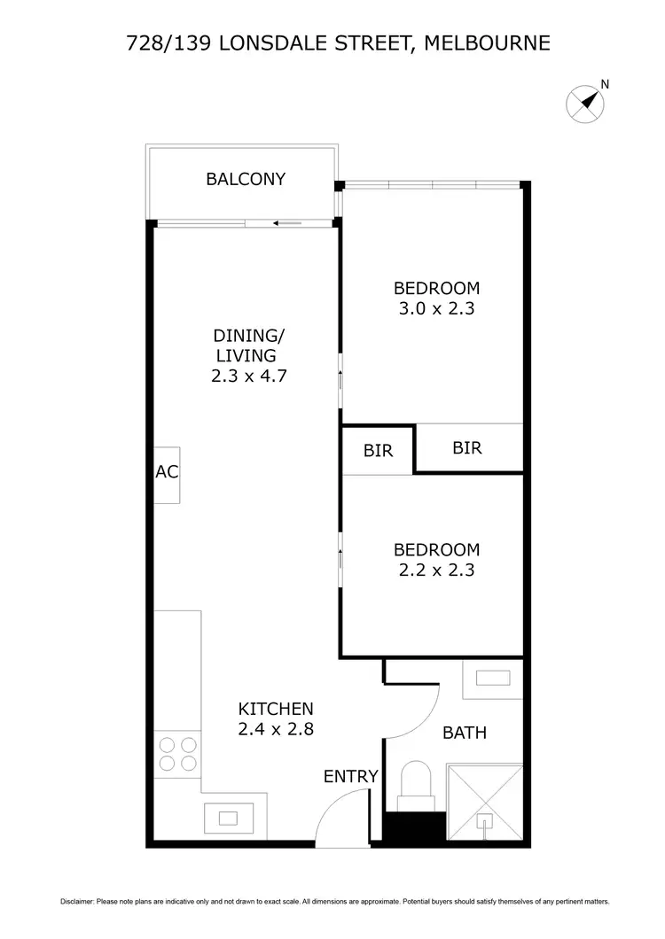 Floorplan of Homely apartment listing, 728/139 Lonsdale Street, Melbourne VIC 3000