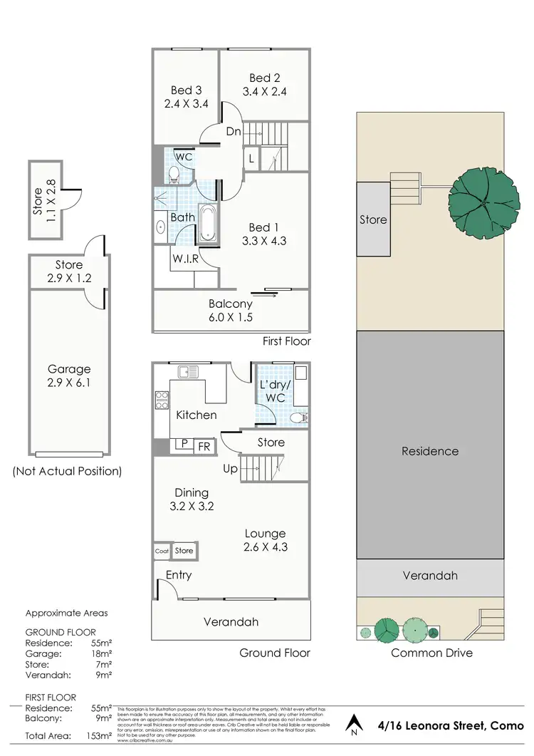 Floorplan of Homely townhouse listing, 4/16 Leonora Street, Como WA 6152